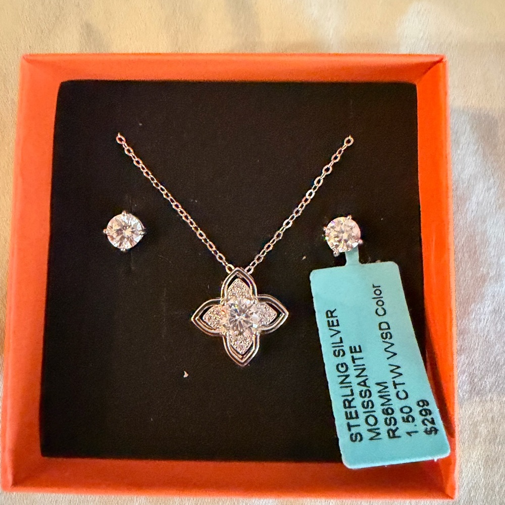 BiBi Sterling Silver Moissanite Necklace Set